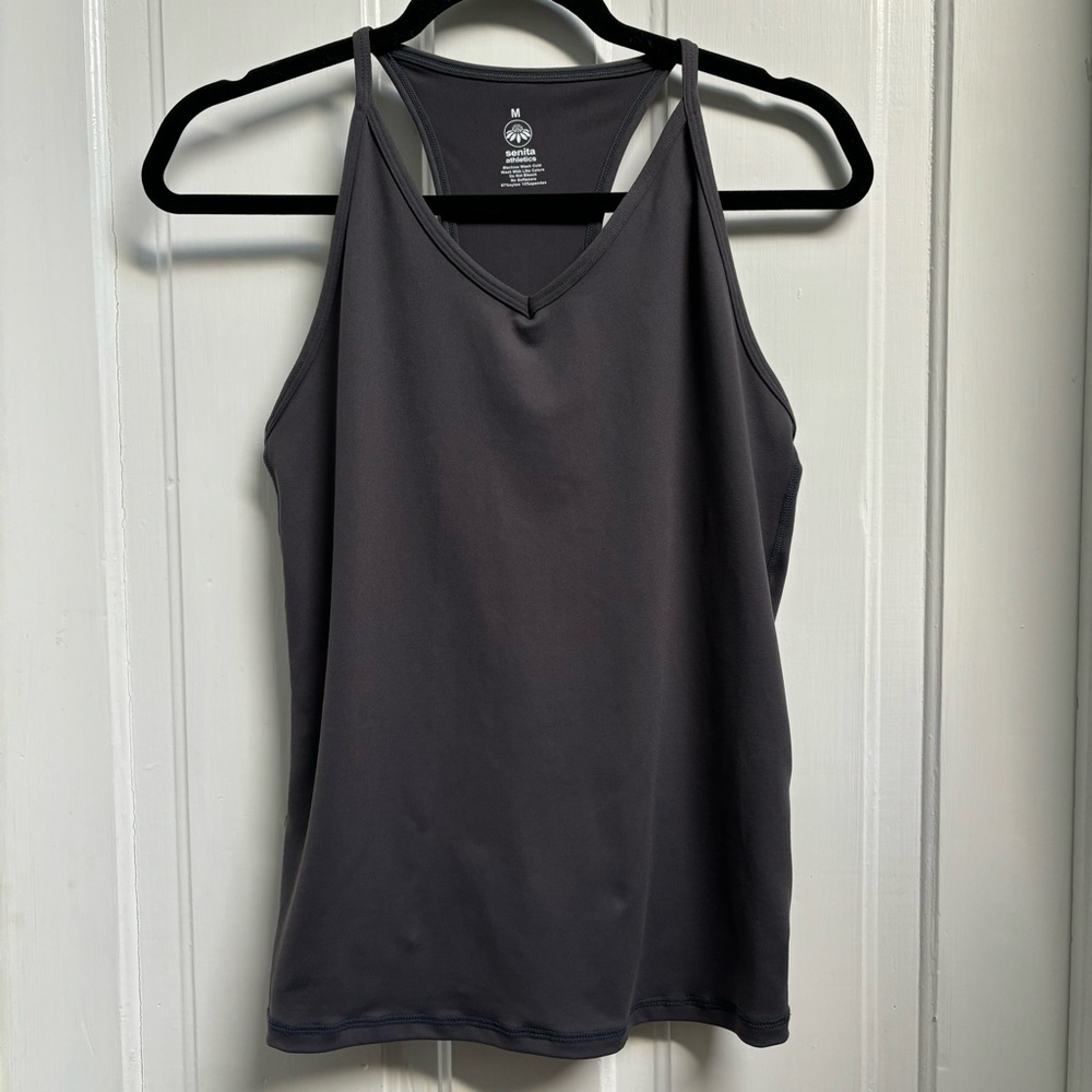 Womens Senita Athletic Wear Gray Workout Biking/ Spinning/ Yoga Tank Top Size M - Picture 4 of 8